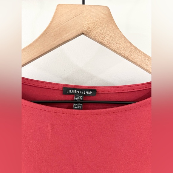 Eileen Fisher Ballet Neck Tee Red Size Small - Picture 5 of 6